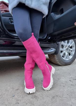 Жіночі замшеві чоботи, різні кольори5 фото