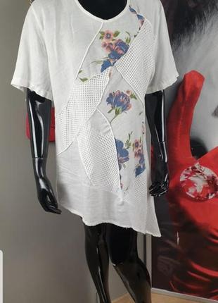 Льняная блуза в бохо стиле р.l-xl