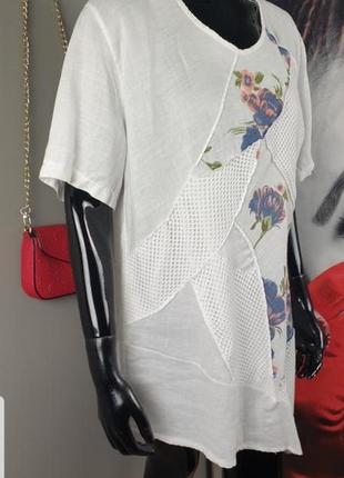 Льняная блуза в бохо стиле р.l-xl2 фото