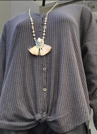 Бавовняна цікава кофта в вафельний піке