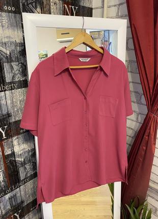 Яркая лёгкая рубашка в цвете фуксия, батал, 56 размер2 фото