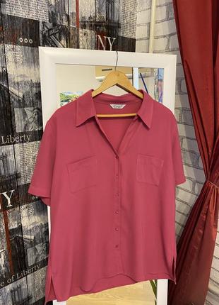 Яркая лёгкая рубашка в цвете фуксия, батал, 56 размер5 фото