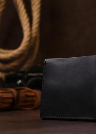 Матовое мужское винтажное портмоне shvigel 16453 черный7 фото