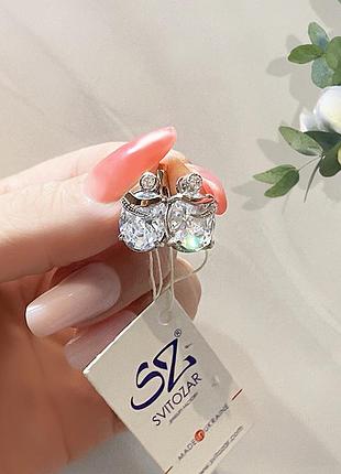 Серебряный набор серьги кольцо крупный камень серебро золото