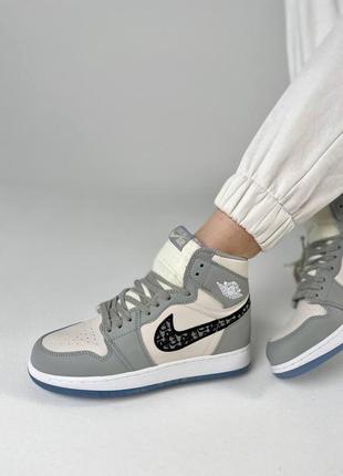 Женские кроссовки nike air jordan 1 mid grey white 36-38-39-41