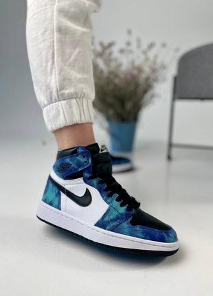 Мужские кроссовки nike air jordan 1 mid blue black white 41-42-43-44-45-46