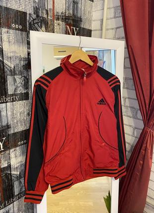 Оригінальнп чоловіча чорно-червона олімпійка, вітровка, adidas, l1 фото