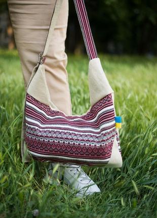 Жіноча сумка з текстилю «рута» ручної роботи в етно стилі.1 фото