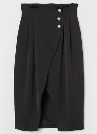 Чорна атласна спідниця h&m