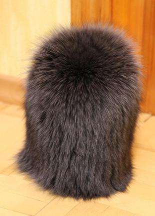 Меховая шапка из песца. цвет графит