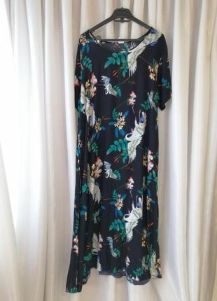✅ неймовірно красива сукня з натуральної тканини бавовна штапель з модним принтом журавлі тканина ле1 фото