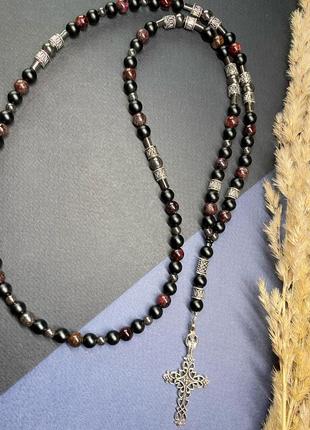 Соловіче намисто з гранату,шунгіту,гематиту