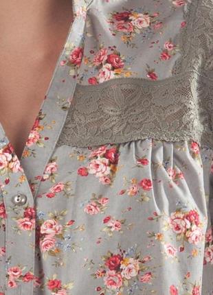 Жіноча сорочка блузка прінт рубашка м182 мила ніжна блуза 100% бавовна3 фото