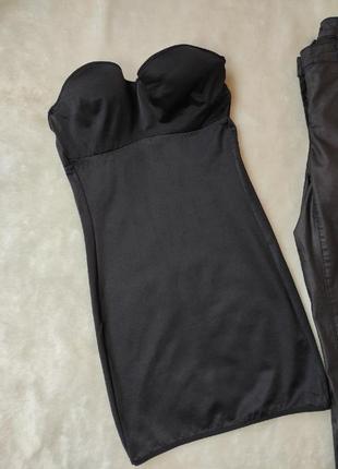 Чорна довга стяжка з чашками плаття комбінація бандо з силіконовими смужками силіконом в чашках2 фото