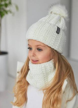 Дитячий зимовий комплект, детская зимняя шапка, шовая шапка и хомут