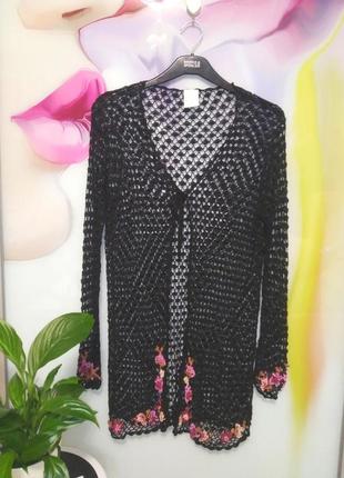 Пляжна в'язана туніка накидка з вишивкою premier