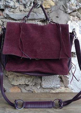 Zara сумка натуральная кожа замша 22*31*12