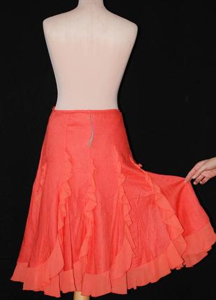 Новая льняная юбка клиньями расклешенная с рюшью рюшами воланами волан воланы2 фото