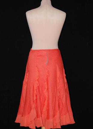 Новая льняная юбка клиньями расклешенная с рюшью рюшами воланами волан воланы3 фото