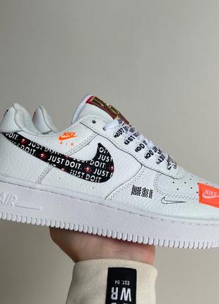 Женские кожаные кроссовки nike air force 1 low “just do it” white#найк