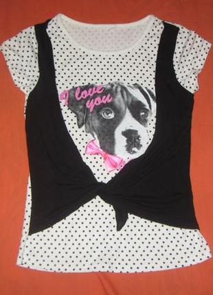 Футболка в горошек с жилеткой