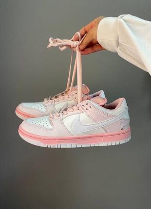 Жіночі шкіряні кросівки nike sb dunk pink bird#найк