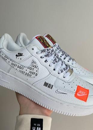 Жіночі шкіряні кросівки nike air force 1 low "just do it" white#найк