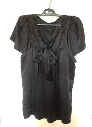 Jjb benson  нарядная черная блуза свободного кроя . 100% плотный атласный шелк .2 фото