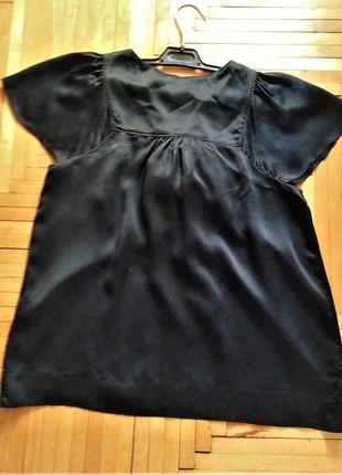 Jjb benson  нарядная черная блуза свободного кроя . 100% плотный атласный шелк .6 фото