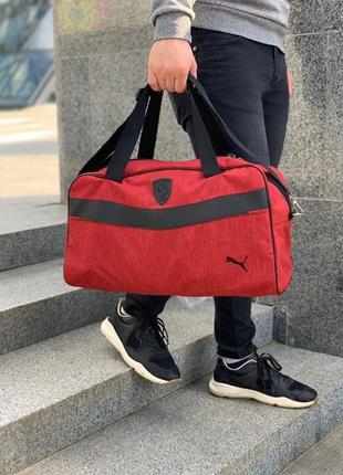 Спортивна дорожня сумка з плечовим ременем, червона в спортзал чоловіча1 фото