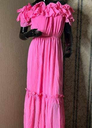 Шикарное нарядное платье в пол,сарафан с рюшами, турция.1 фото