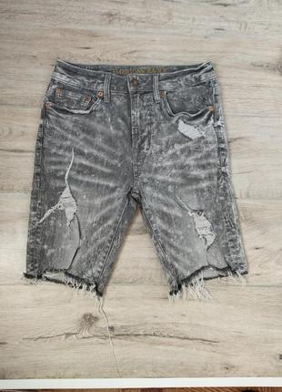 Серые джинсовые шорты american eagle рваные шорты до колен2 фото