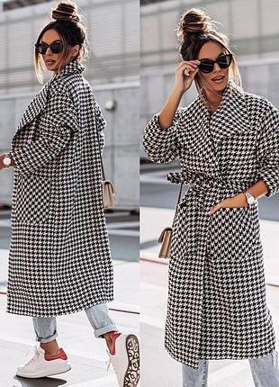 Женское пальто тренч на подкладке с большими накладными карманами и поясом в 4-х расцветках (листайте фото)