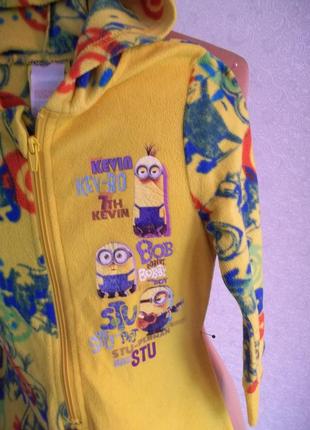 3 - 4 года миньон  детская пижама кигуруми флисовый  комбинезон2 фото