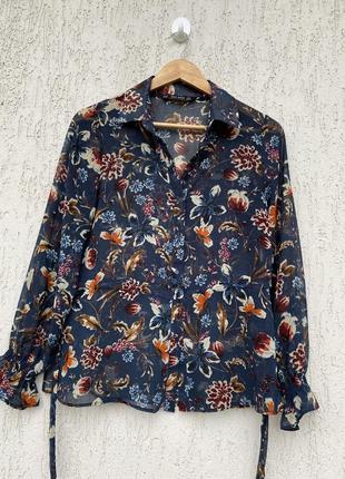 Легка літня блузка, сорочка в квітковий принт zara1 фото
