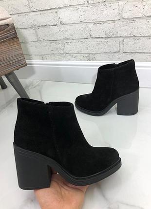 36-40 рр замша ботильоны на каблуке деми/зима