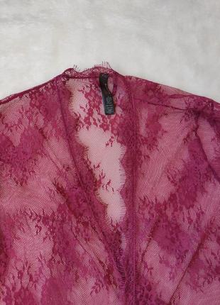 Розовый бордовый пенюар пеньюар ажурный с гипюром вышивкой на запах халат широкими рукавами summers9 фото