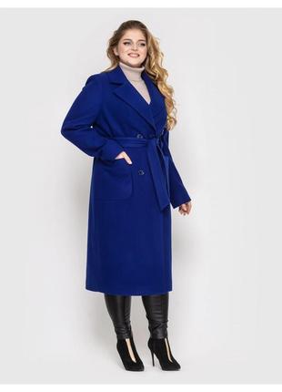 Красивое длинное женское пальто из кашемира с разрезами размеры 52-582 фото