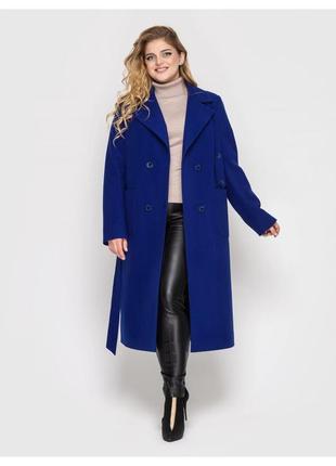 Красивое длинное женское пальто из кашемира с разрезами размеры 52-58