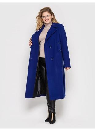 Красивое длинное женское пальто из кашемира с разрезами размеры 52-584 фото