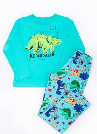 Дитяча піжама діно, бавовняна піжама з динозаврами в кольорах 🎨