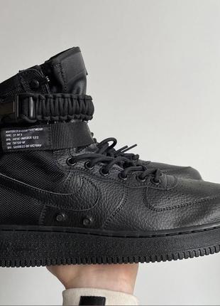 Мужские высокие кожаные кроссовки nike special field air force 1 black			#найк