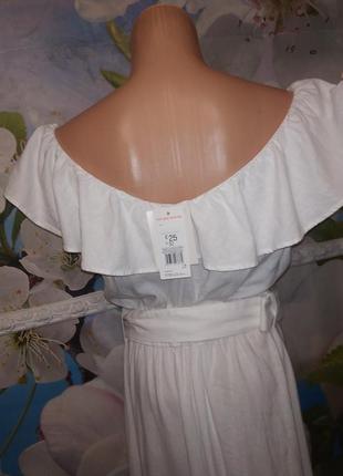 Роскошное новое льняное  платье воланом по плечам 14 р10 фото
