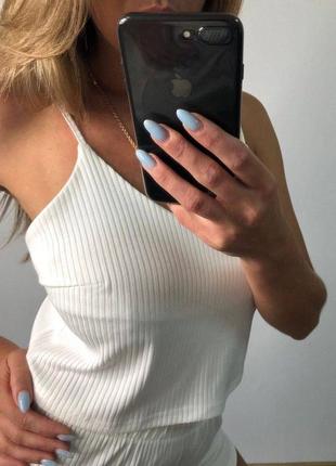 Легкий костюм для дому топ та шорти, зручная піжамка рубчик, якісна піжама трикотаж