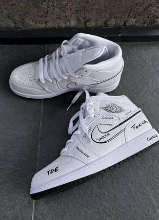 Крутые кастомные кроссовки nike air jordan 1 retro schematic premium белые лимитированные 36-45