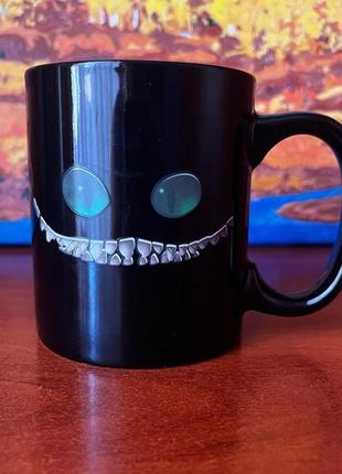 Чашка хамелеон, гуртка проявляється малюнок зовні від 🔥, чеширський кіт, аліса в країні чудес.1 фото