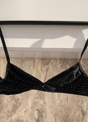 Бра (бюстгалтер) чорний у білий горошок