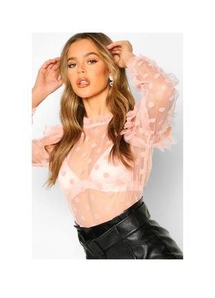 Нарядная прозрачная блуза boohoo s/m/l1 фото