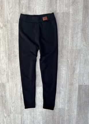 Фирменные лосины чёрные длинные утеплённые женские