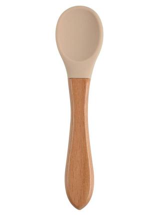 Набор посуды силиконовая тарелка с ложкой и слюнявчик бежевые nts1-y24